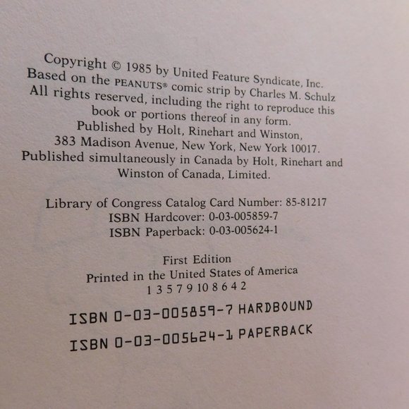 CHARLIE BROWN You Don't Look 35 Charlie Brown First Edition Hardcover Book 1985 - Picture 5 of 7